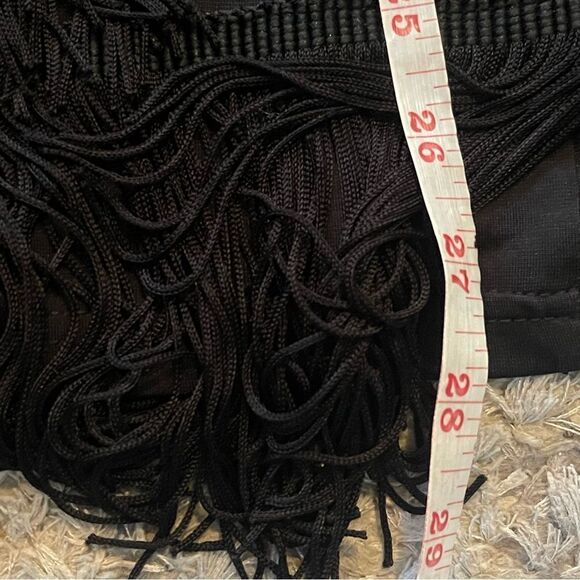 Mini Dress SZ SM All-Over Fringe Black - Flapper 1920s Gatsby Burlesque Art Deco - Picture 7 of 8